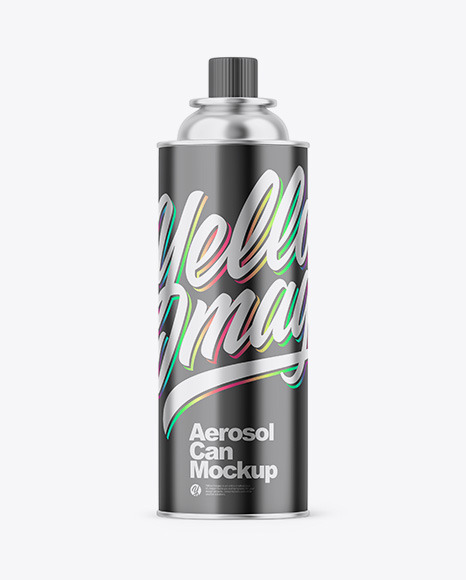 Glossy Metallic Aerosol Can Mockup