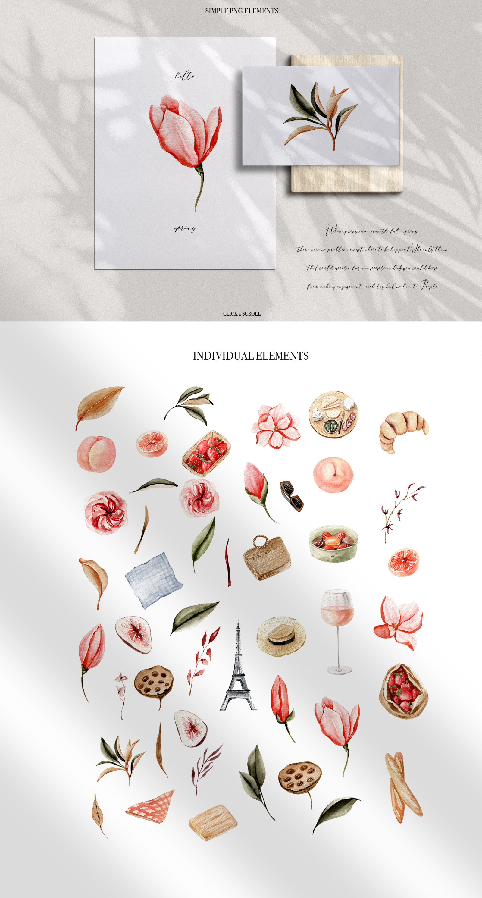 Spring in Paris Watercolor collection, spring clipart Spring in Paris Watercolor collection, spring clipart