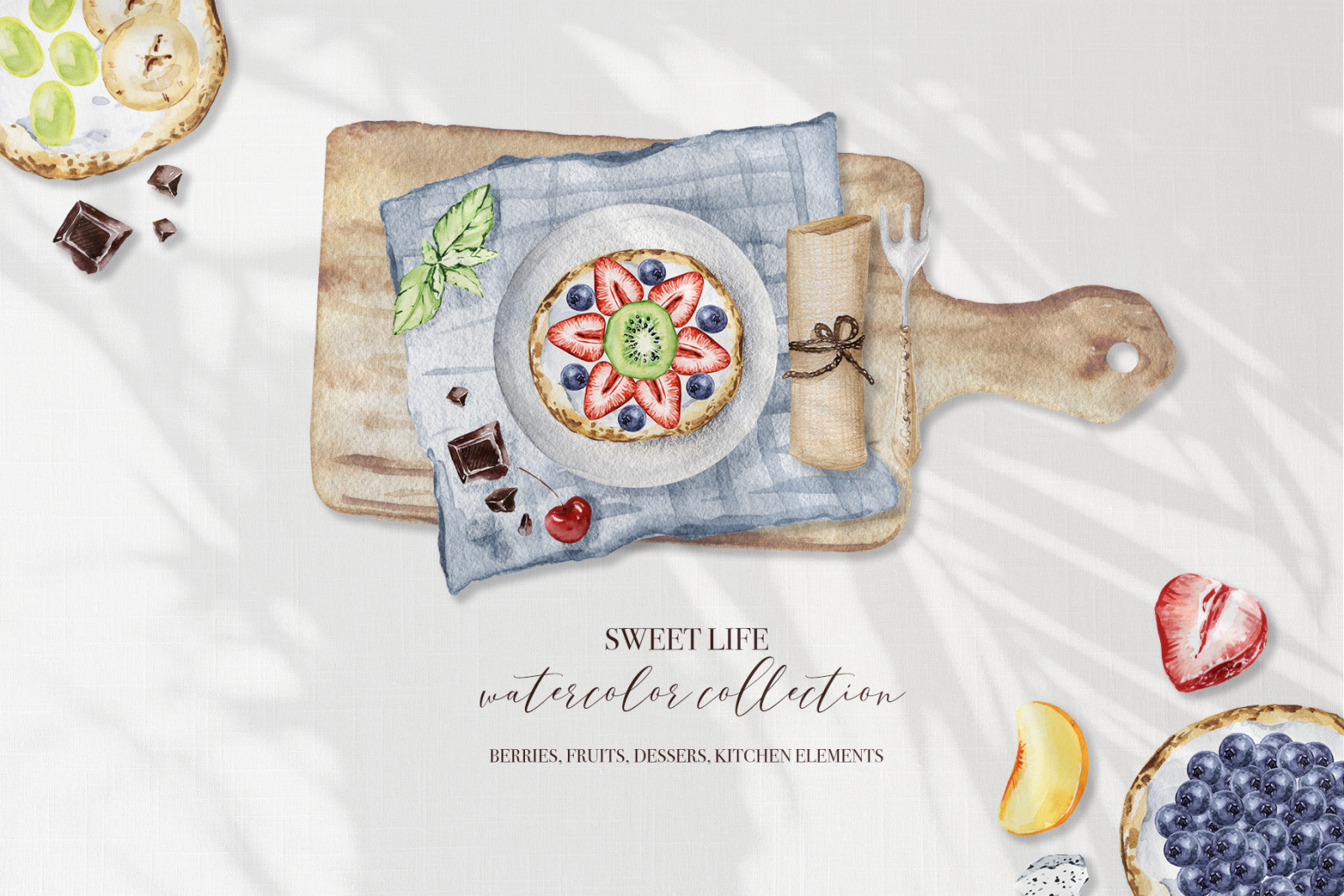 Sweet Life - watercolor clipart, watercolor food dessert illustrations Sweet Life - watercolor clipart, watercolor food dessert illustrations