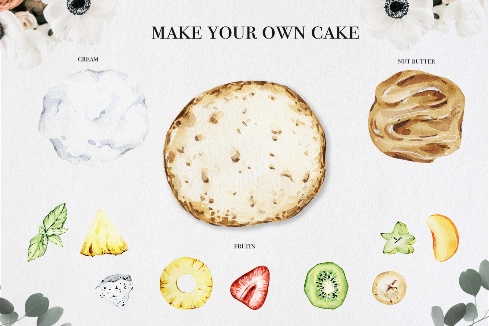 Sweet Life - watercolor clipart, watercolor food dessert illustrations Sweet Life - watercolor clipart, watercolor food dessert illustrations