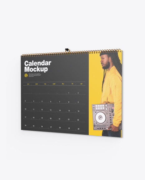 Matte Wall Calendar w/ Pin Mockup