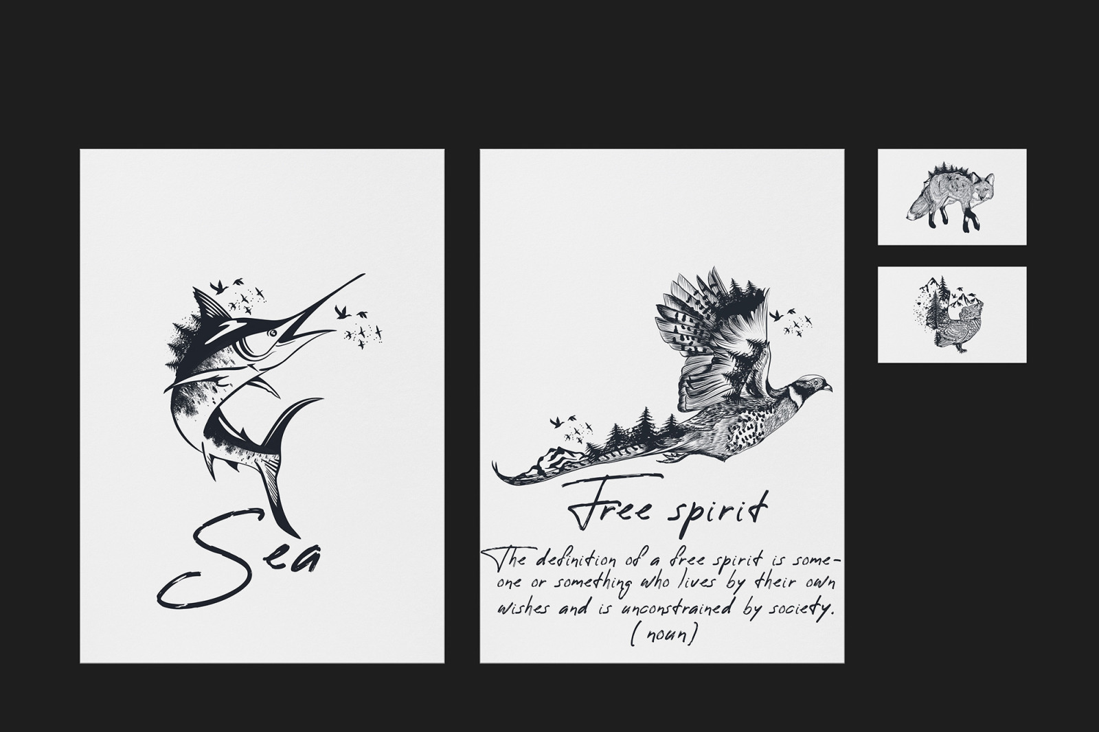 Bundle of artistic vector hand drawn animals Bundle of artistic vector hand drawn animals