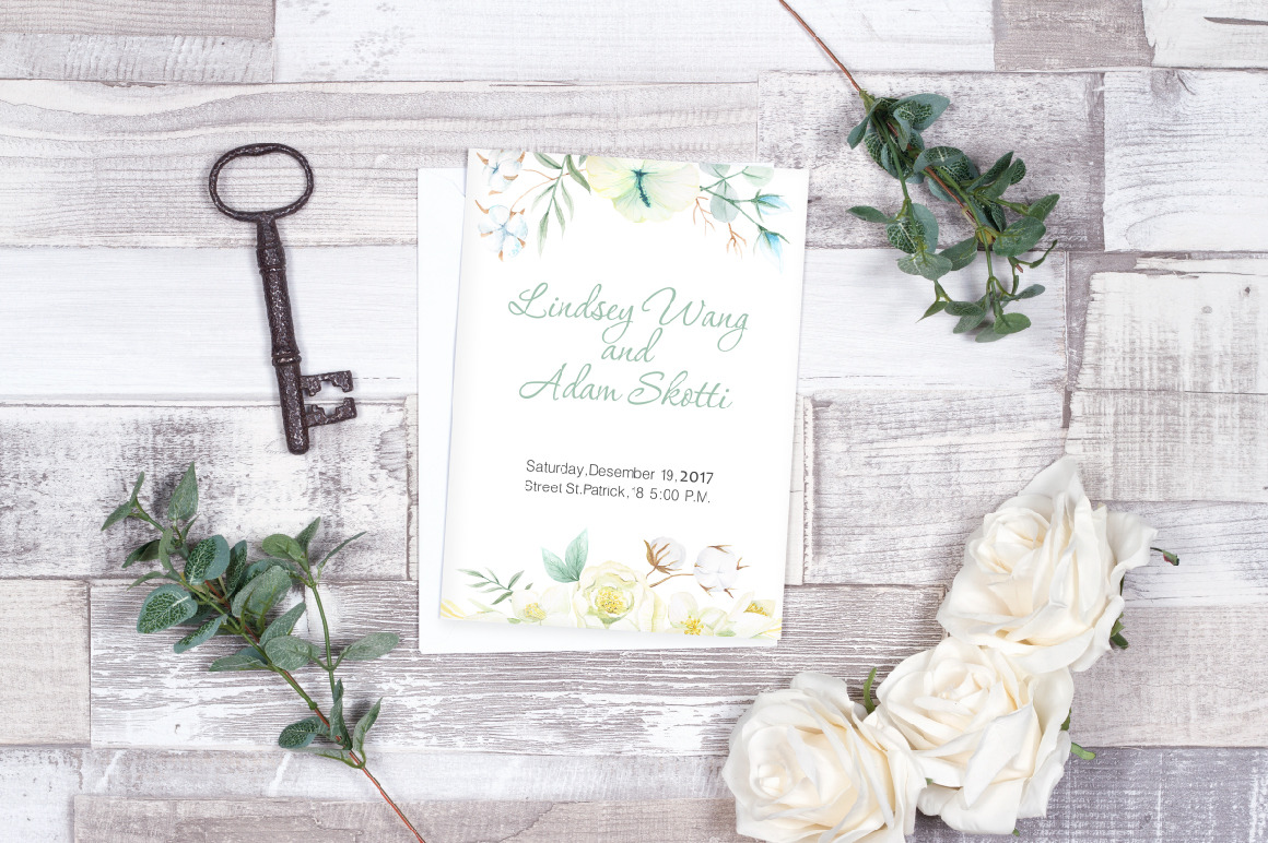 Watercolor White Flowers Set Watercolor White Flowers Set
