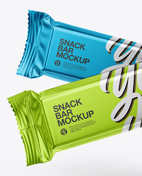 Two Metallic Snack Bars Mockup