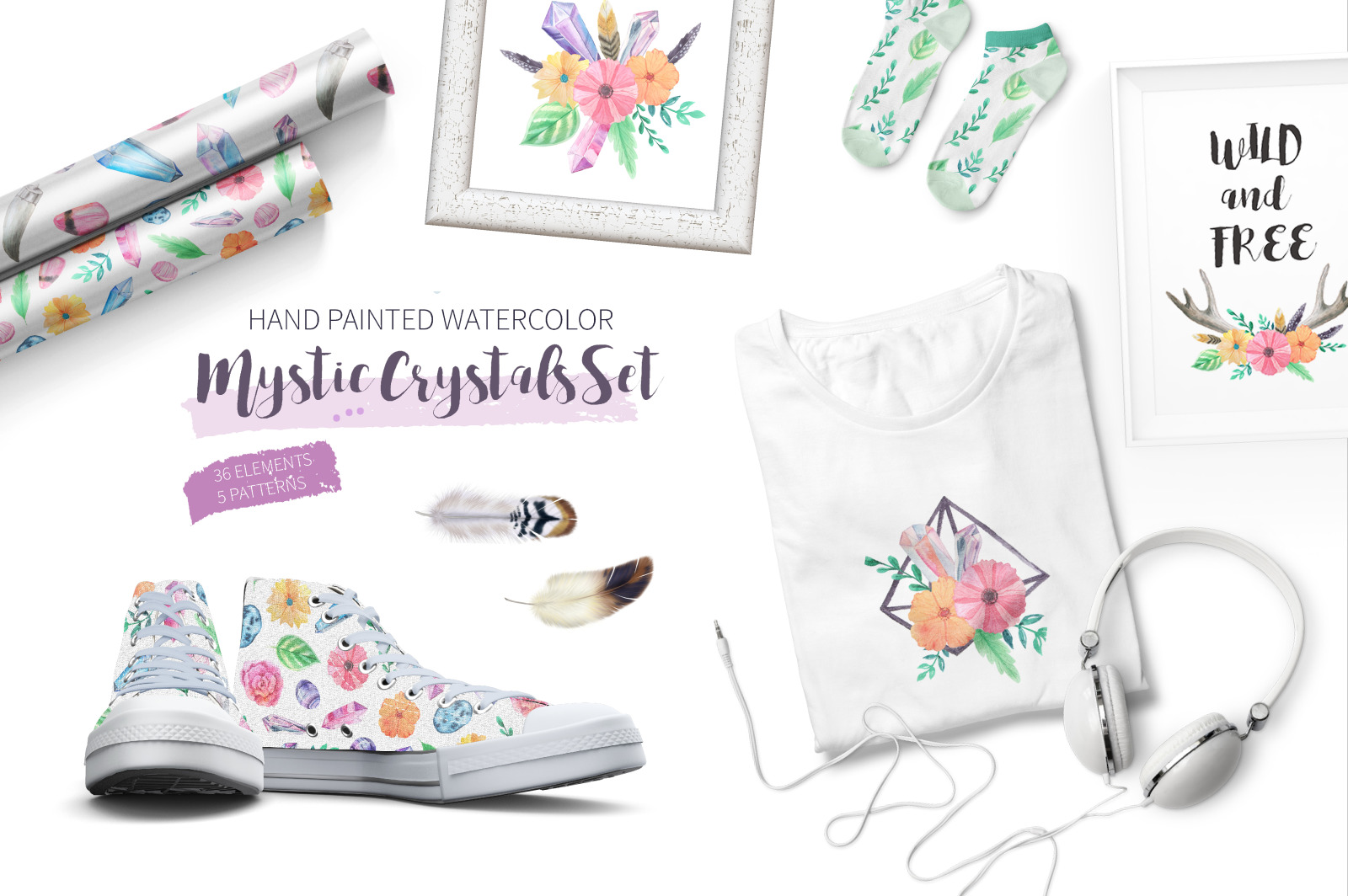 Watercolor Mystic Crystals Set