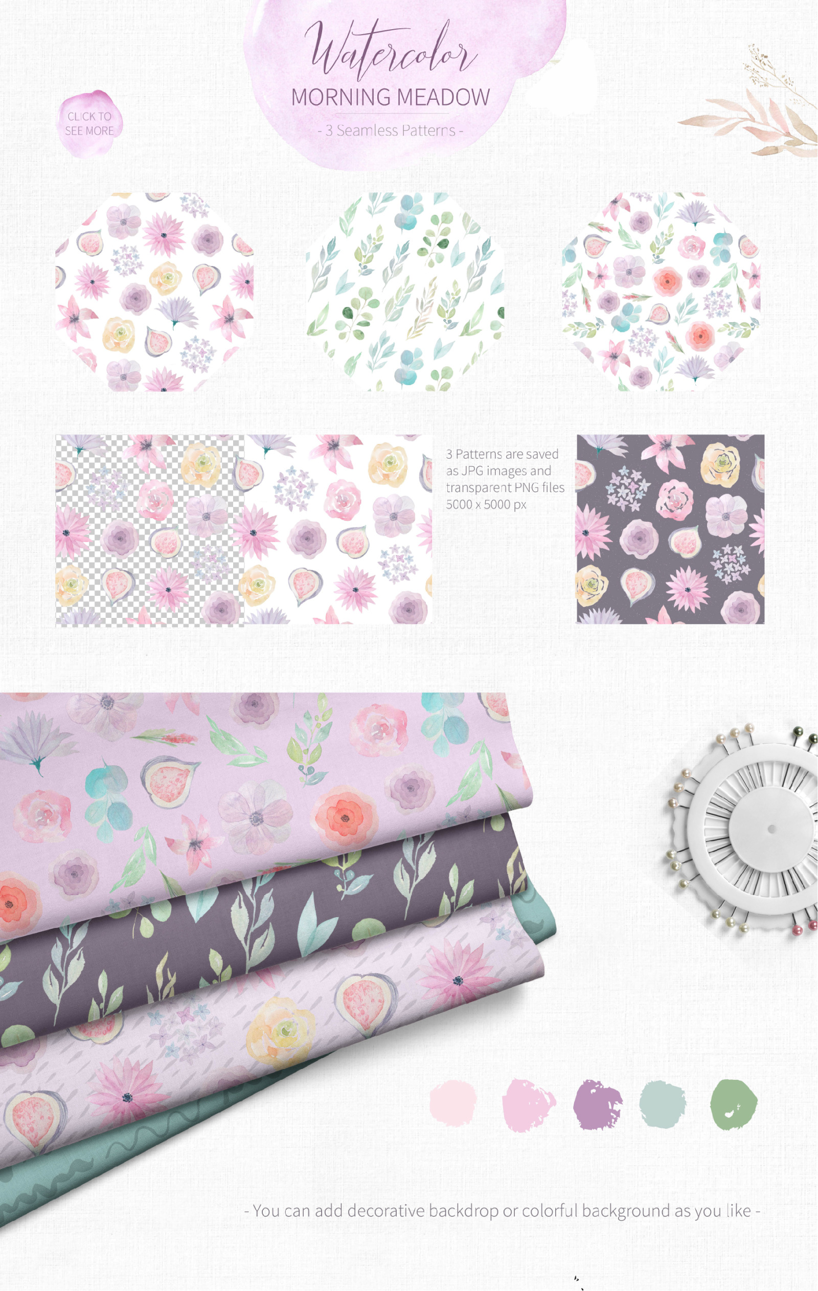 Watercolor Morning Meadow Floral Set Watercolor Morning Meadow Floral Set