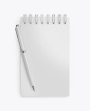 Glossy Notebook Mockup With Pen