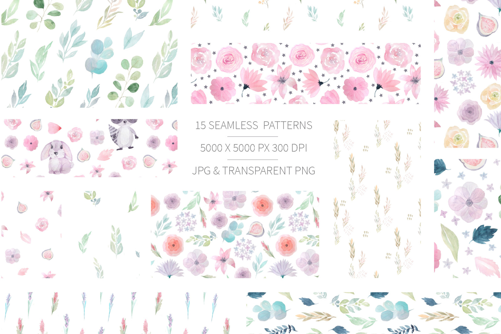 15 Morning Meadow Seamless Patterns