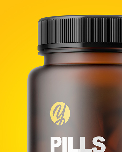 Frosted Amber Pills Bottle Mockup