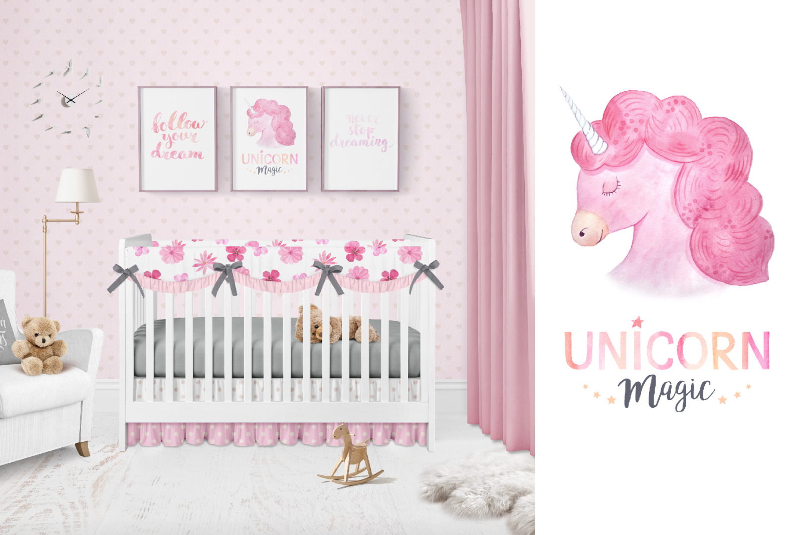 Watercolor Unicorn Design Set