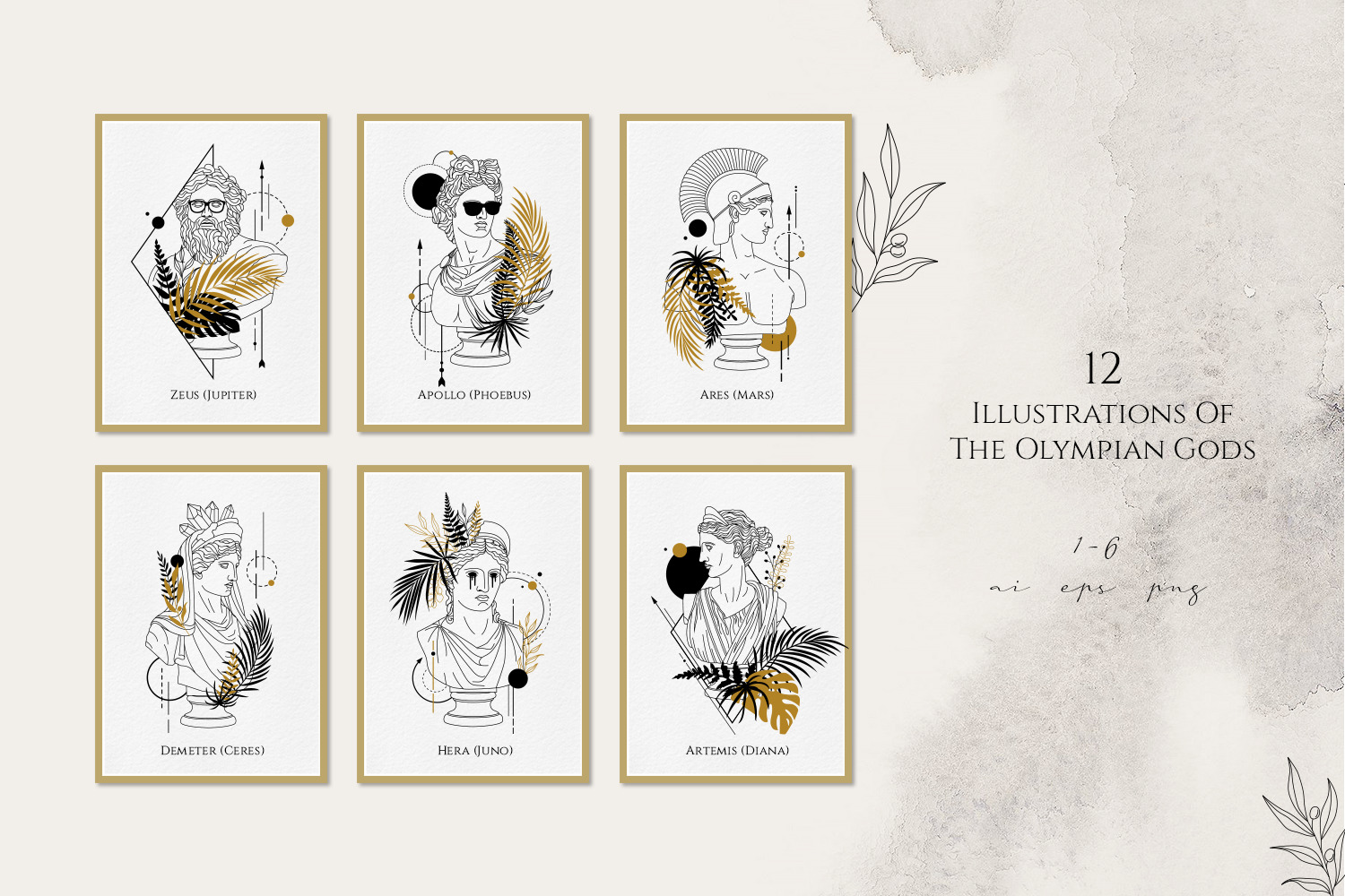 Oh My Gods! The Olympian Gods In Line Art Style Oh My Gods! The Olympian Gods In Line Art Style