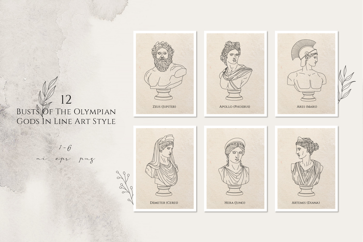 Oh My Gods! The Olympian Gods In Line Art Style