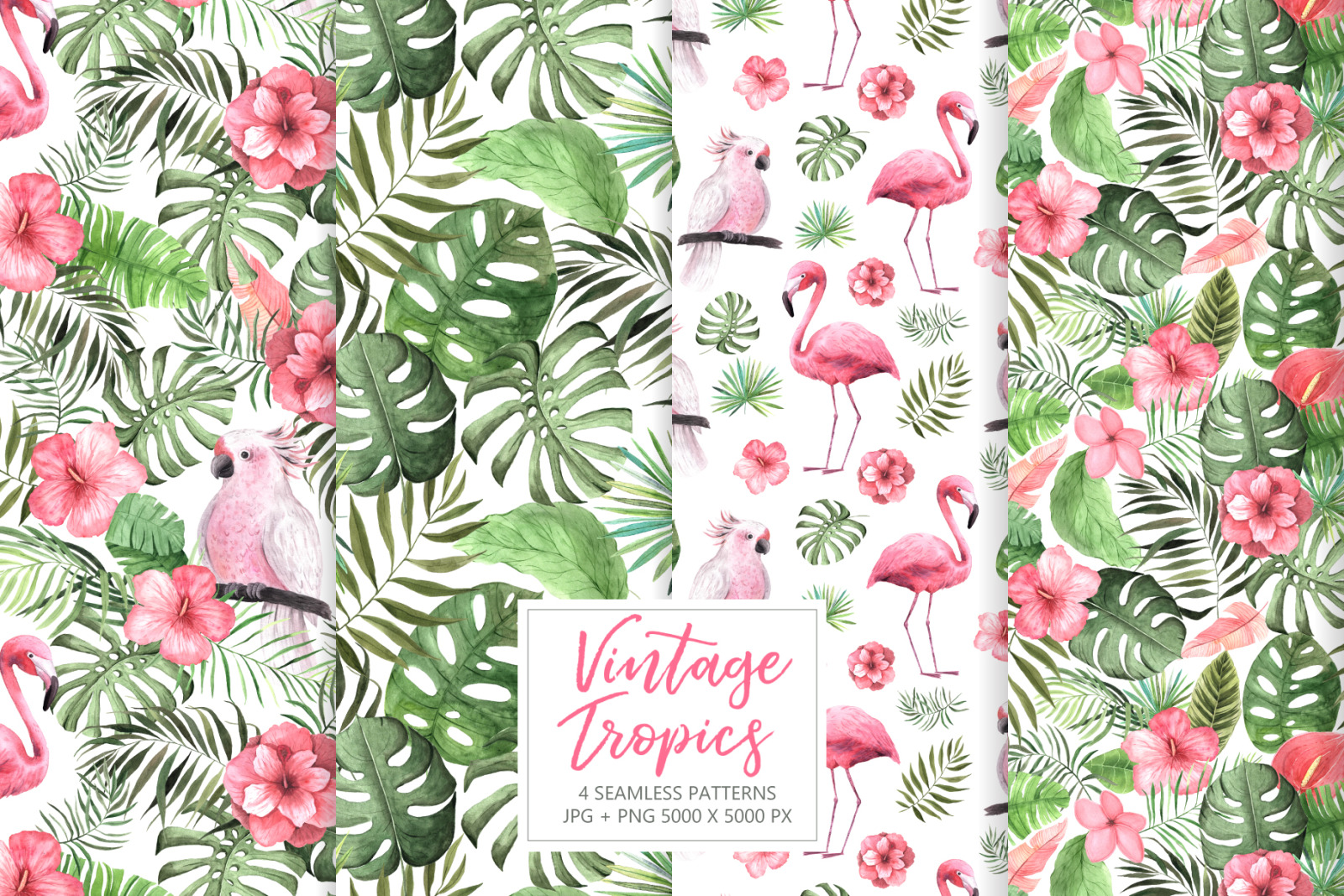 Watercolor Vintage Tropical Set