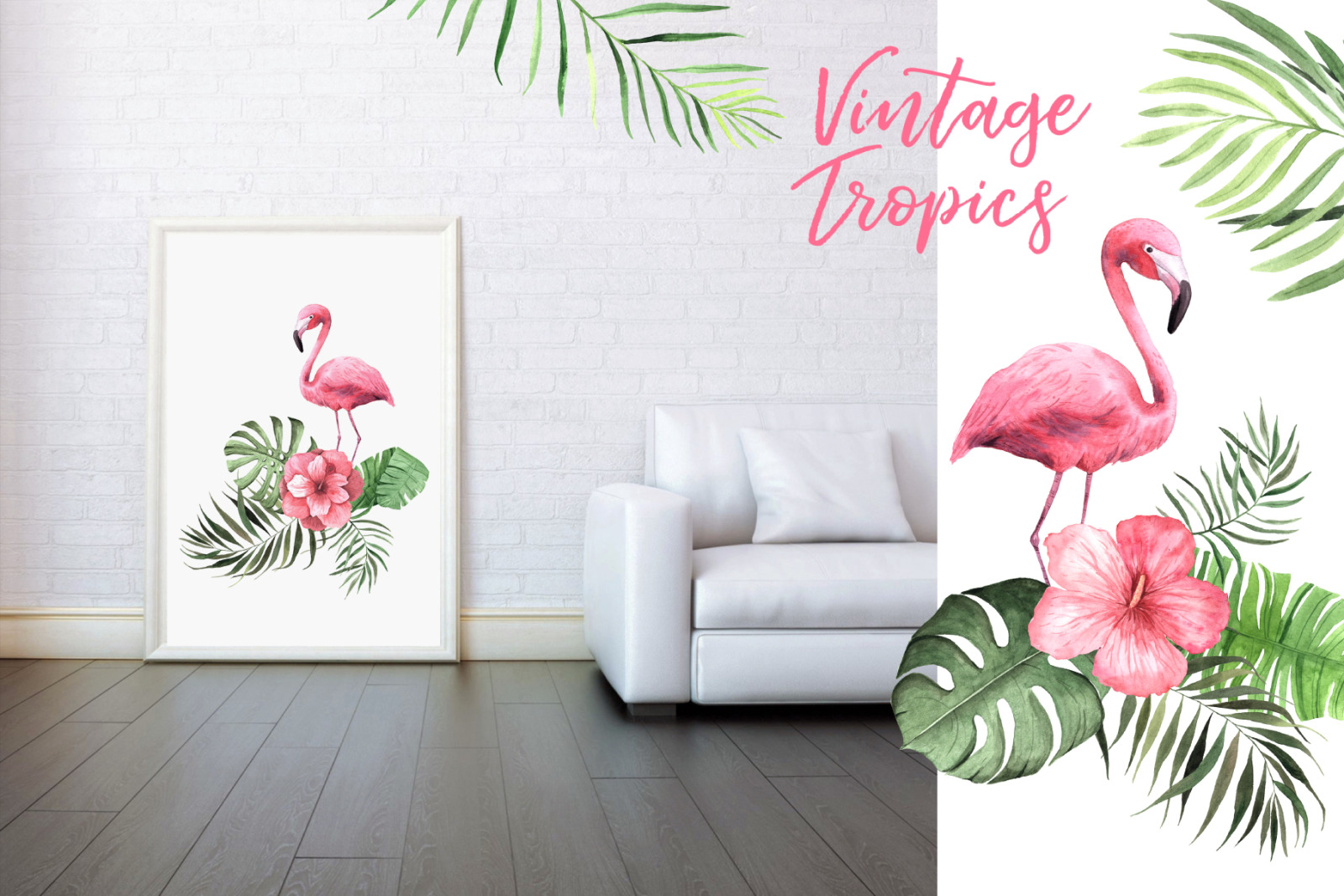 Watercolor Vintage Tropical Set