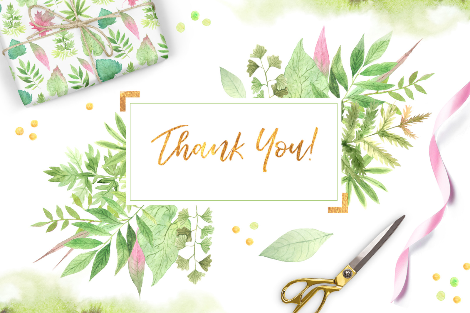 Watercolor Greenery Floral Set Watercolor Greenery Floral Set