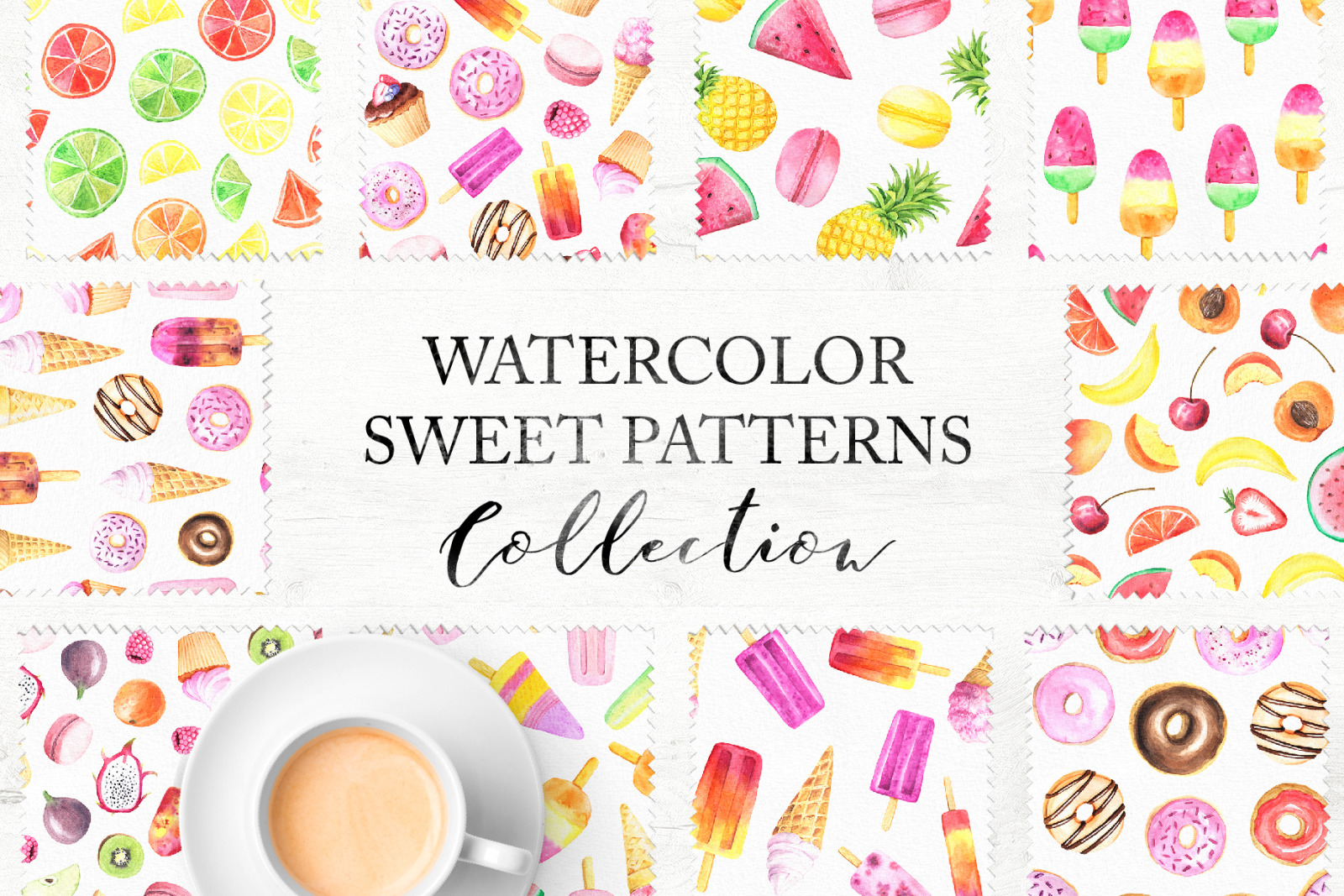 15 Watercolor Sweet Seamless Pattern