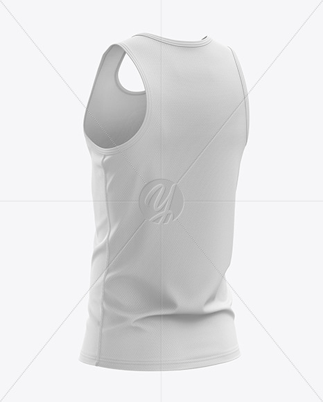 Men’s Sprinting Singlet mockup (Back Half Side View)