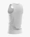 Men’s Sprinting Singlet mockup (Back Half Side View)