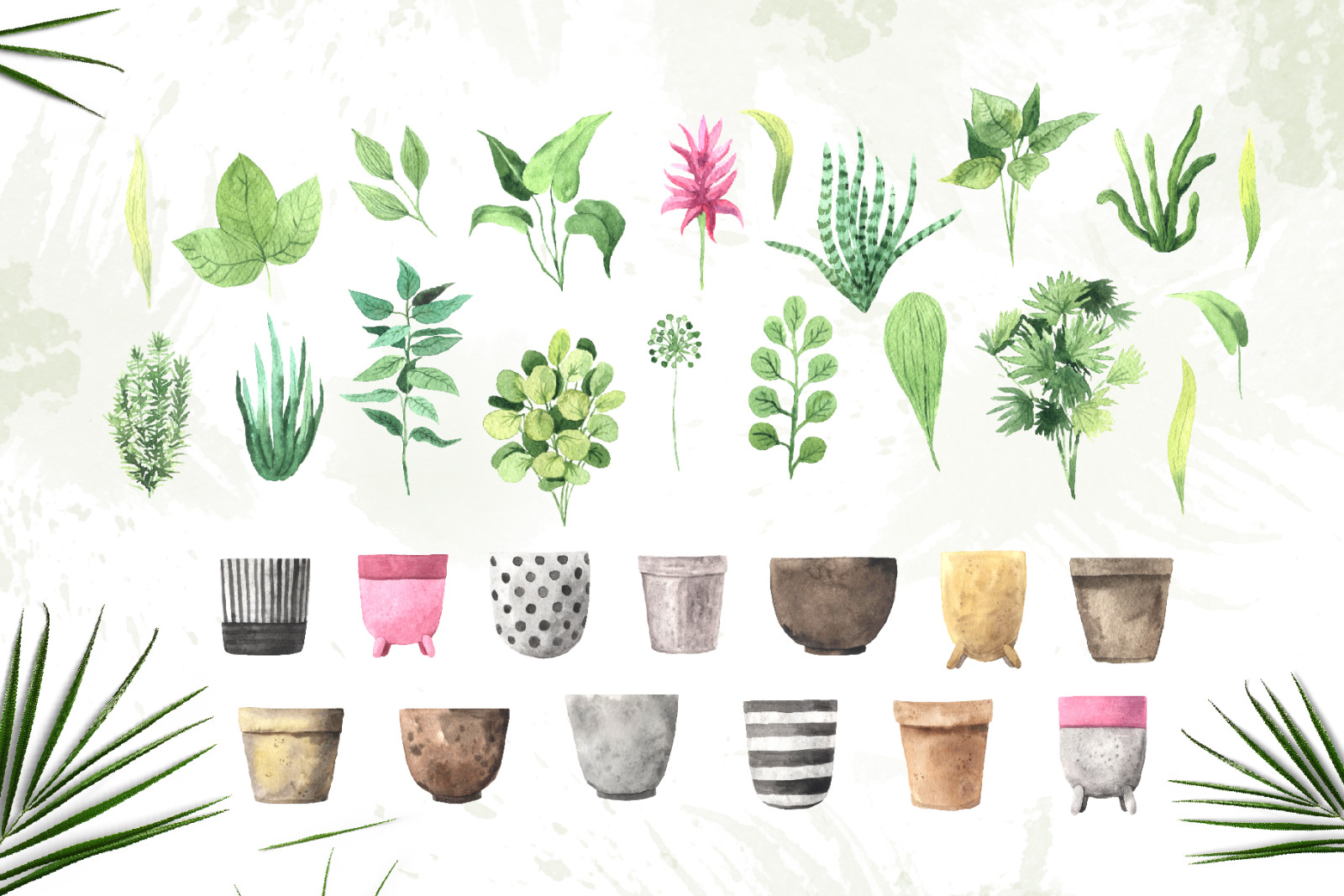 Watercolor House Plants Collection