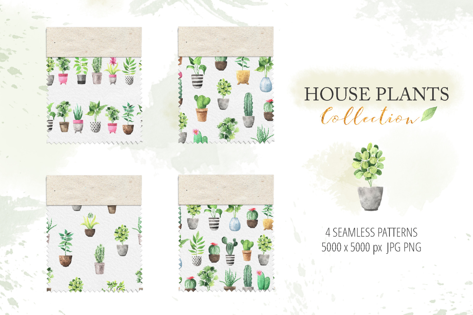 Watercolor House Plants Collection