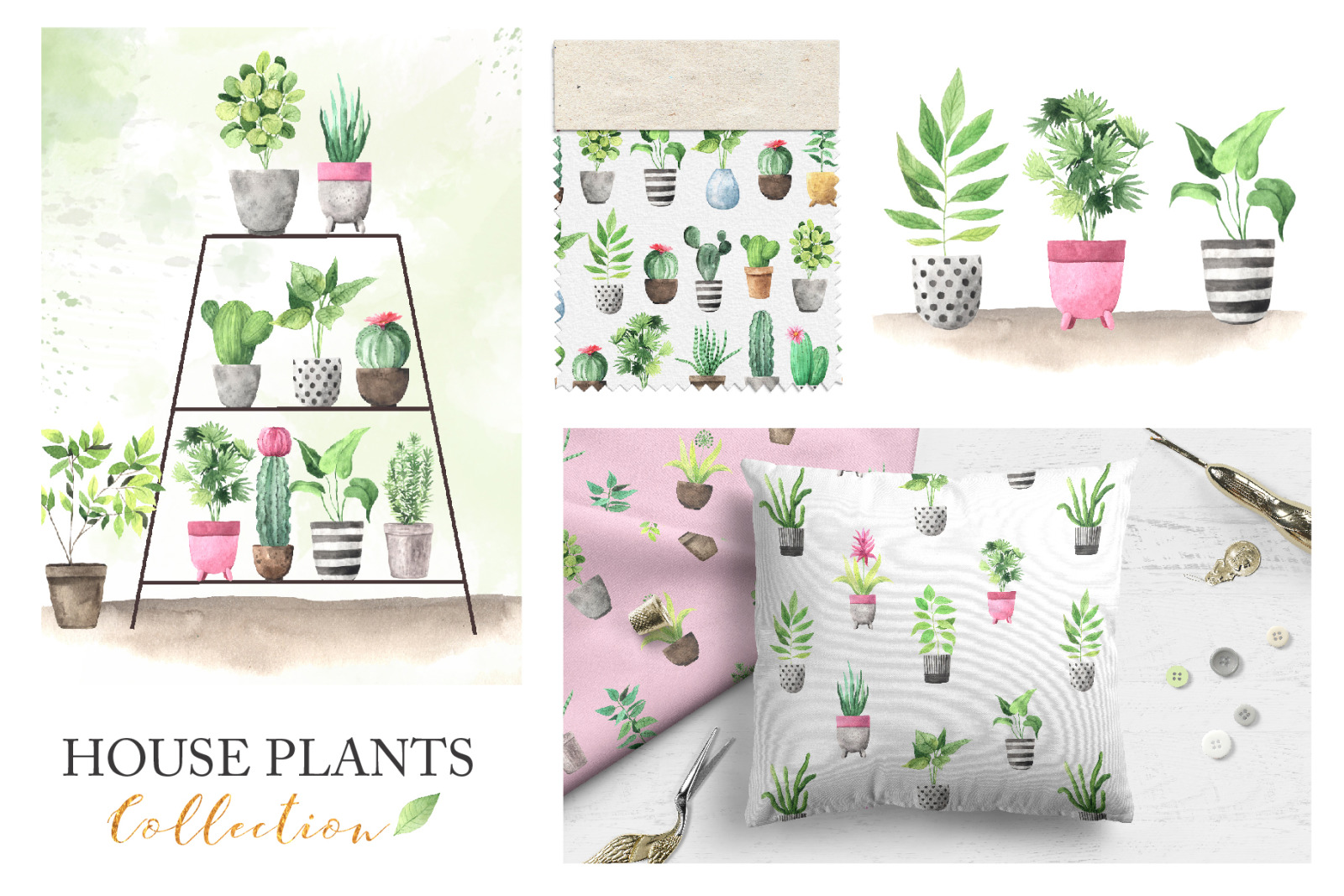 Watercolor House Plants Collection