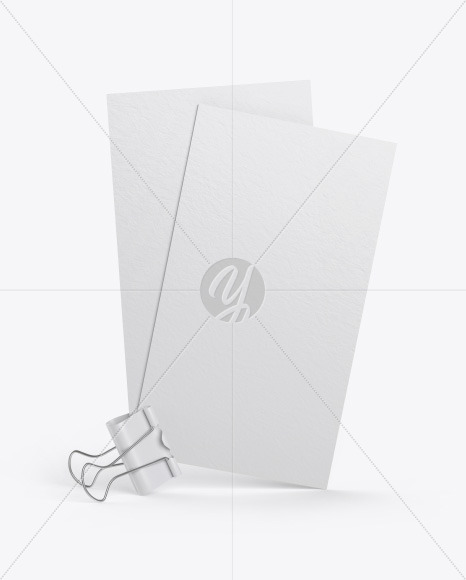 Two Paper Business Cards w/ Clip Mockup