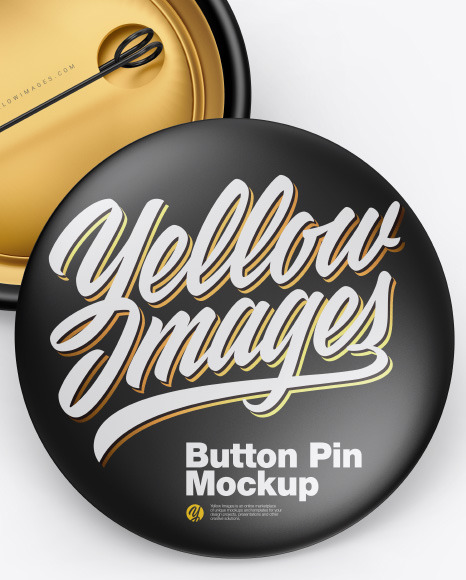 Two Matte Button Pins Mockup