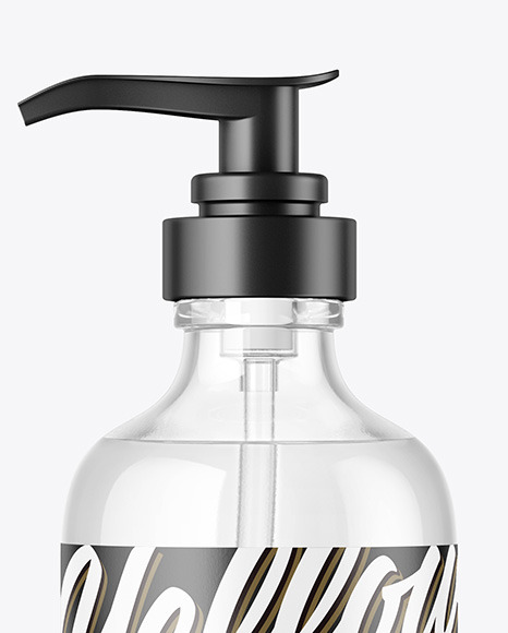 Clear Cosmetic Bottle w/ Pump Mockup