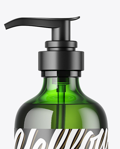 Green Cosmetic Bottle w/ Pump Mockup Green Cosmetic Bottle w/ Pump Mockup
