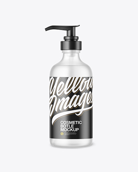 Frosted Cosmetic Bottle w Pump Mockup - 30ml+Cosmetic+Bottle+W+Chrome+Dispenser+Pump+Mockup+In+Bottle