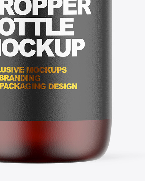 Frosted Dark Amber Glass Dropper Bottle Mockup