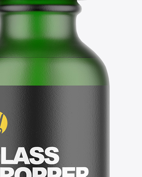 Frosted Green Glass Dropper Bottle Mockup