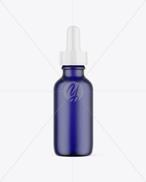 Frosted Blue Glass Dropper Bottle Mockup