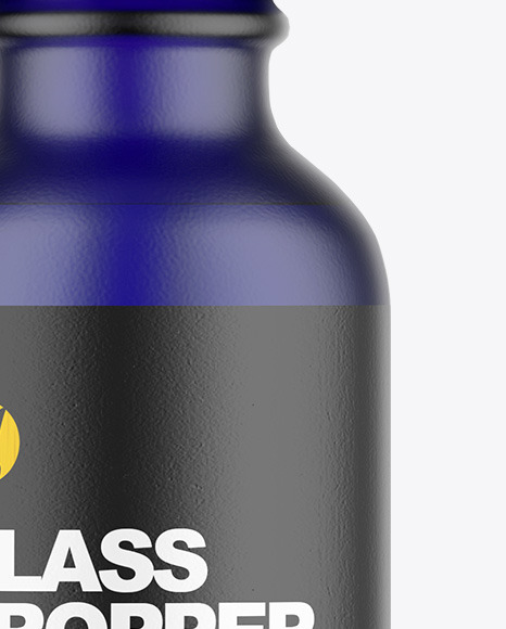 Frosted Blue Glass Dropper Bottle Mockup