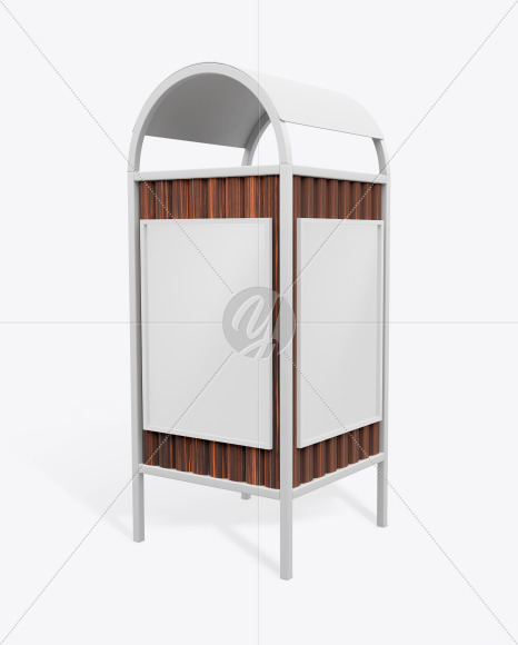 Advertising Rubbish Bin with Poster Mockup - Perspective View