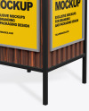 Advertising Rubbish Bin with Poster Mockup - Perspective View