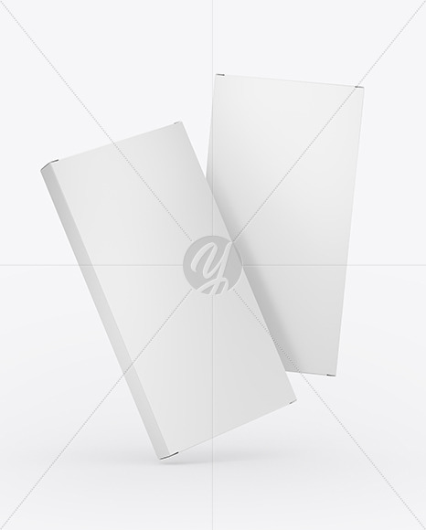 Two Glossy Chocolate Box W/ Window Mockup - Half Side View