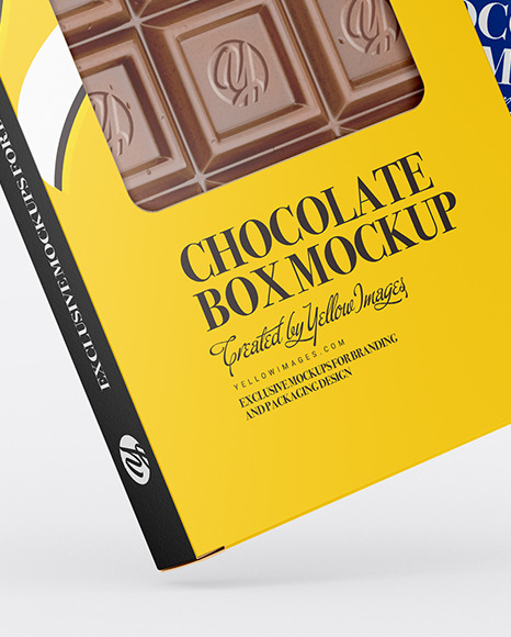 Two Glossy Chocolate Box W/ Window Mockup - Half Side View