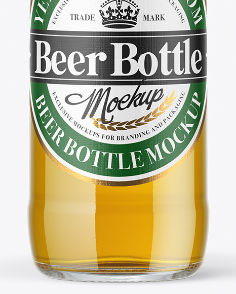 Clear Glass Lager Beer Bottle Mockup