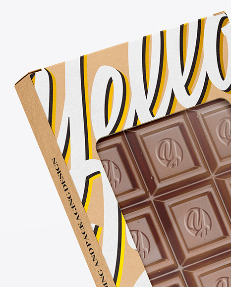 Two Kraft Chocolate Box W/ Window Mockup - Half Side View