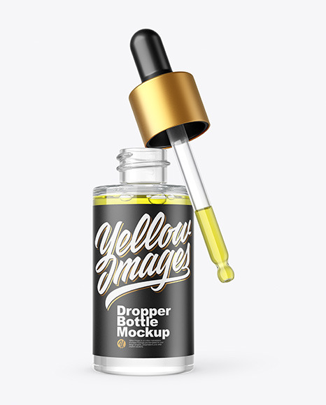 Clear Glass Dropper Bottle with Oil Mockup