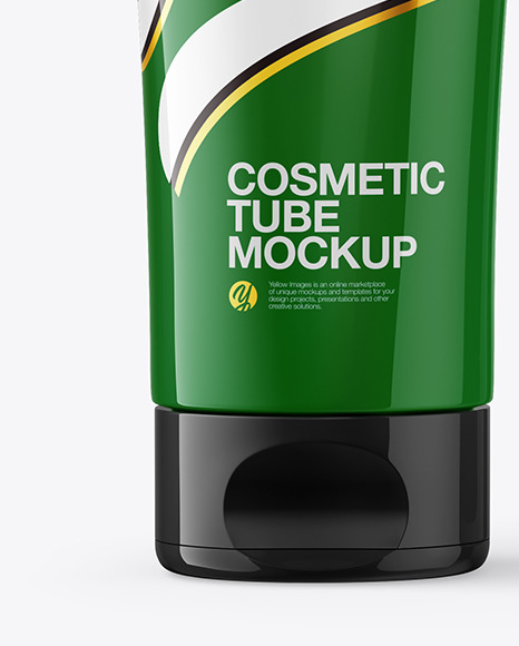 Glossy Cosmetic Tube with Box Mockup