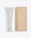 Glossy Cosmetic Tube with Kraft Box Mockup