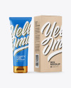 Glossy Cosmetic Tube with Kraft Box Mockup