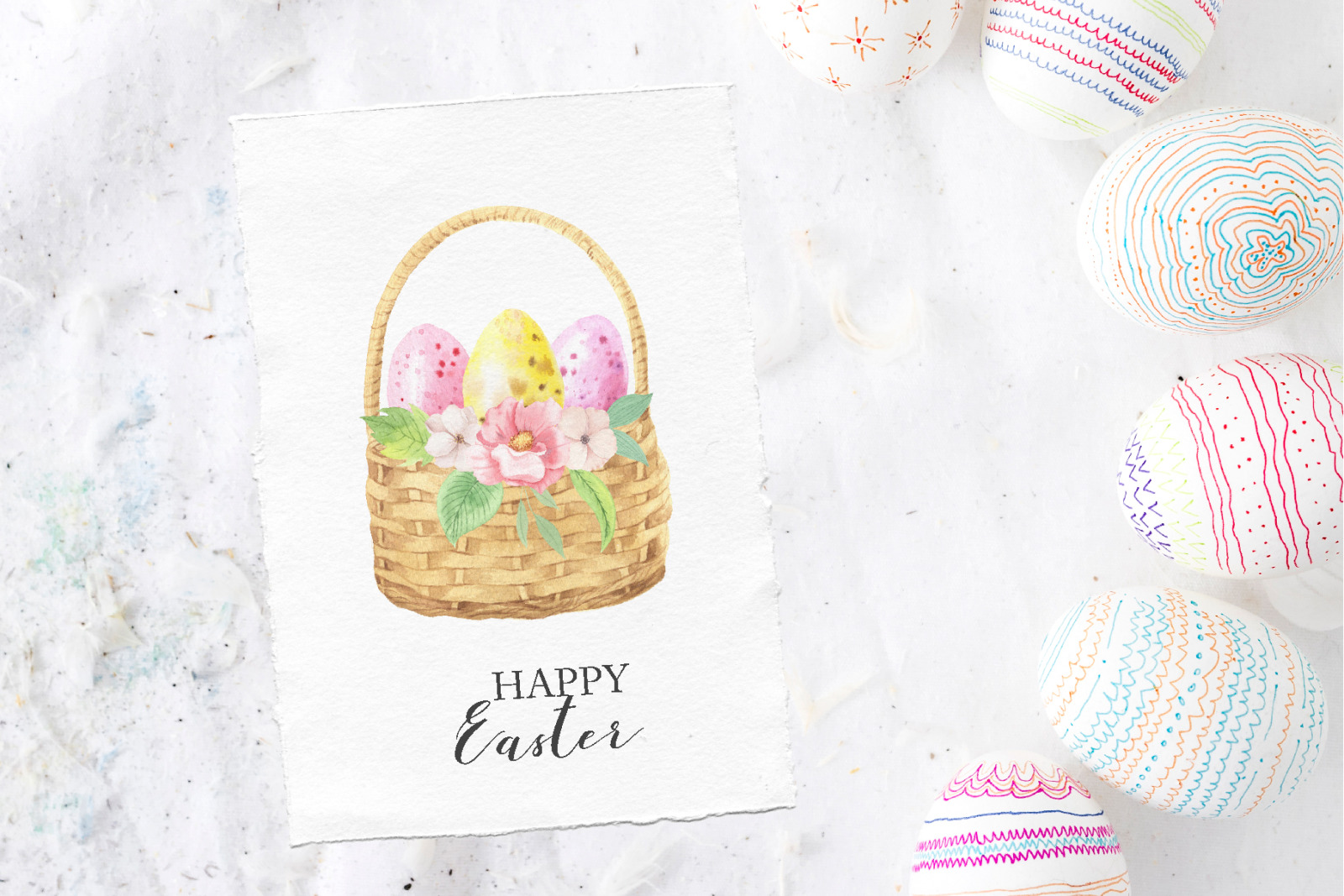 Watercolor Easter Spring Bunny Set