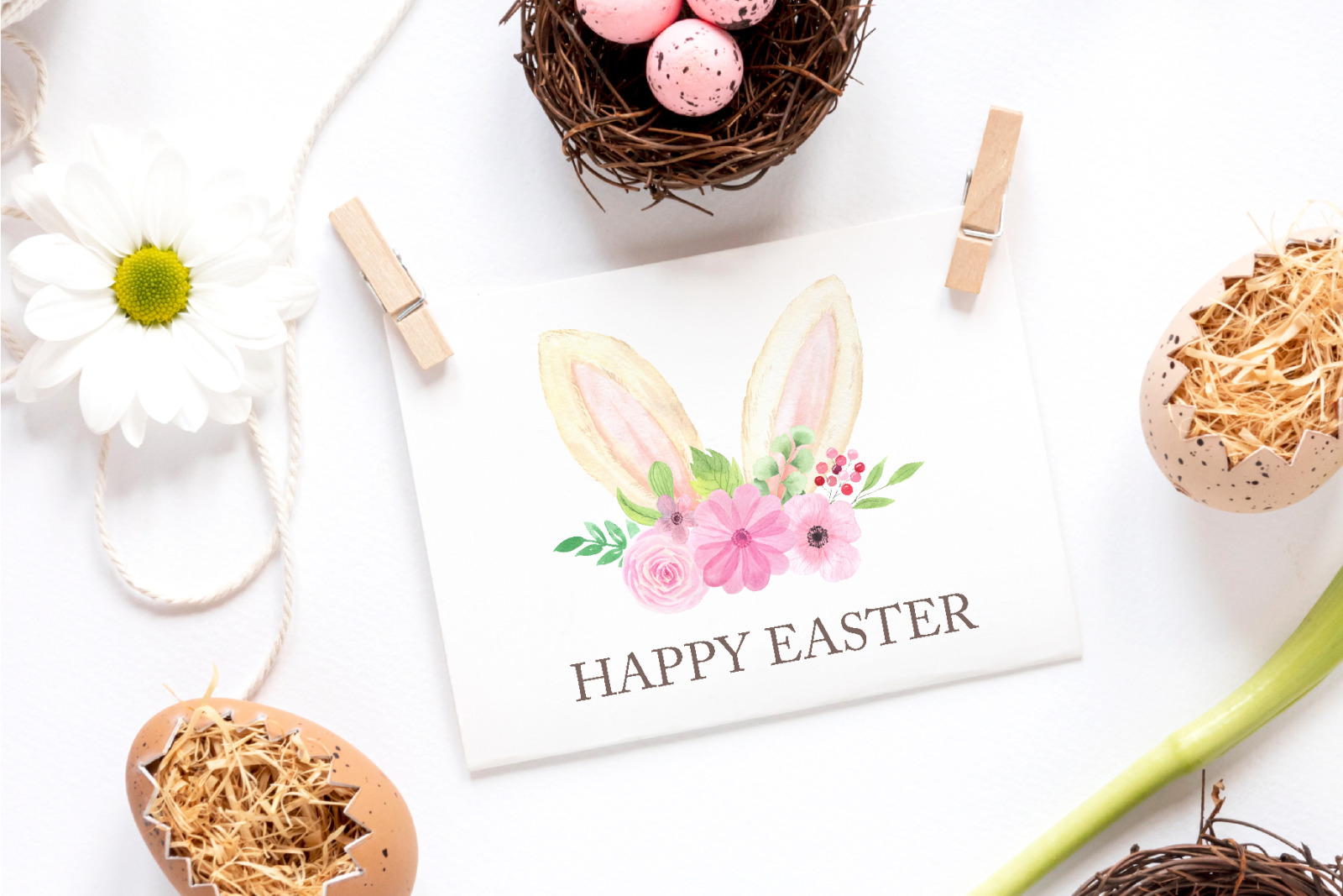 Watercolor Easter Spring Bunny Set Watercolor Easter Spring Bunny Set
