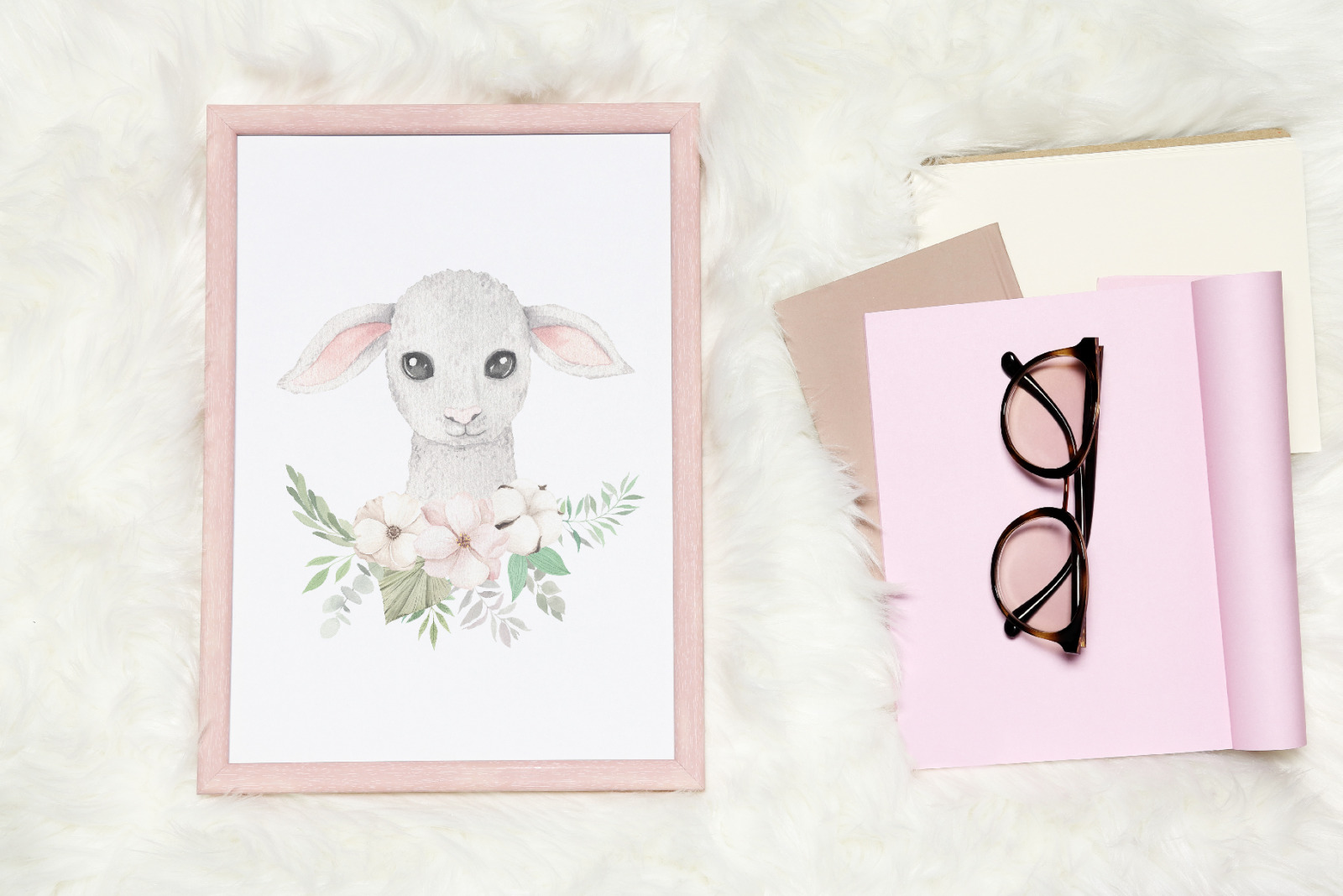 Watercolor Easter Spring Bunny Set