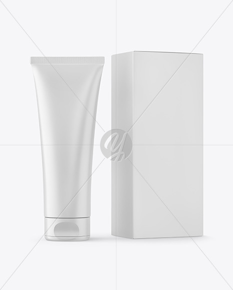 Matte Cosmetic Tube with Box Mockup