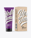 Matte Cosmetic Tube with Kraft Box Mockup