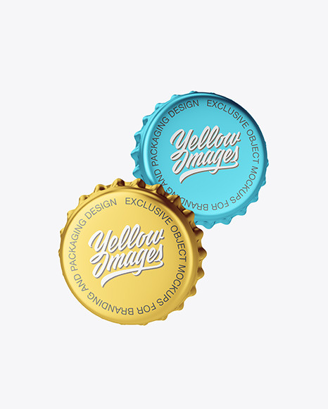 Metallic Bottle Caps Mockup - Beer coaster